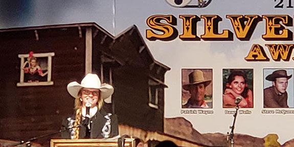 Marguerite Happy was the Master of Ceremonies at Reel Cowboy's 21st Annual Silver Spur Awards.